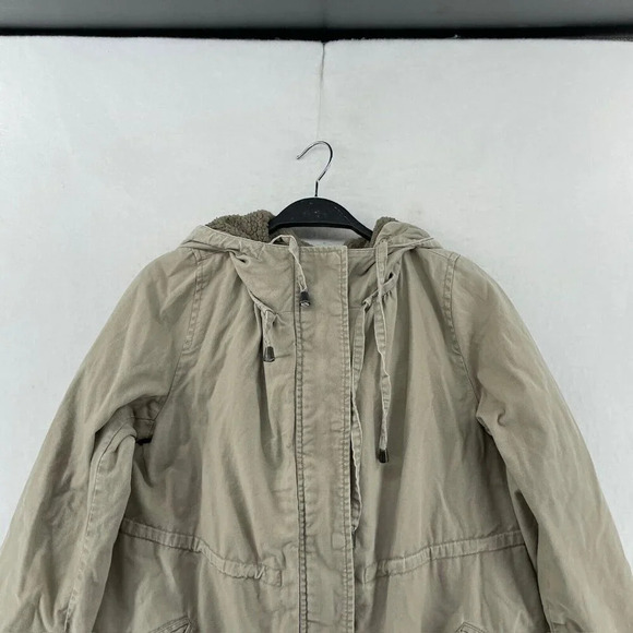 Garnet Hill Coat Women's Sz Brown Hooded Full Zipped Sherpa Fleece Lined Parka - Picture 6 of 13